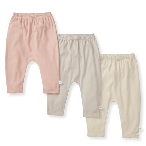 Burt's Bees Baby Unisex Baby Sweatpants, Knit Jogger Pants, 100% Organic Cotton Pants 3-6M Pink Sand 3pk