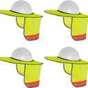 4 Pack Hard Hat Sun Shade - Full Brim Mesh Sun Shield with Reflective Strip Visor (Neon Yellow)