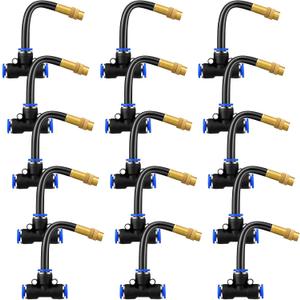 Zonon Brass Misting Nozzles Tee with Built in Hose 360 Degree Rotation Adjustable Water Mister Nozzles Thread Sprayer 0.043" Misting Parts and Accessories for Patio Outdoor Cooling(15 Pcs,4 Inch)
