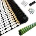 PotatoLife Plastic Fence Extra Strength with Stakes, 23.6'' x 100' Roll (Black, 23.6'' x 100')