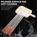 Cunhill 12 Pcs 17.7 Inch Kabob Skewers for Grilling 0.4 Inch Wide Flat Blade Thin Stainless Steel Kabob Sticks Long Barbecue Reusable Metal BBQ Skewers with Wood Handles for Tailgate Party Outdoor