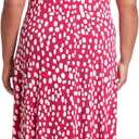 London Times Women's Sleeveless Inset Waist Midi Fit and Flare Dress (10 Petite, Magenta/Soft White)