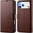 TUCCH Wallet Case for iPhone 17 Pro Max (6.9-Inch) 2025, 4 Card Holders, RFID Blocking, Stand, Shockproof TPU Shell, PU Leather, Magnetic Closure, Protective Folio Cover, Chocolate Brown