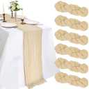 6 Pack Beige Cheesecloth Table Runner Gauze Rustic Boho Cheese Cloth Fall Table Runner Decorations for Wedding Party Birthday Bridal Baby Shower Centerpiece Home Décor