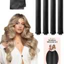 Grande Heatless Curls Overnight Rods No Heat Hair Curlers to Sleep Jumbo Foam Large Hair Rollers for Long Short Hair Heatless Curling Rod Set with Satin Wrap for Sleeping Black