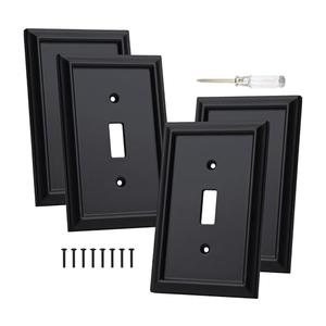 ZJVZJQC Outlet Covers Wall Plates, Light Switch Covers Switch Plates Bamboo Fiber Material Receptacle Switch Plate Outlet Cover of various 13 styles (Matte Black, 1 Gang Toggle 4 Pack)