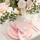 WONDERFUL 150 Pcs Pink Plastic Plates Disposable Plastic Dinnerware Set Pink Plate and Silverware Set Disposable Plates for Party Wedding & Bridal Shower Party Mothers Day Decor 30 Guests