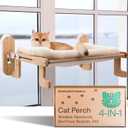 WONDER FAMILY Cat Window Perch for Large Cats  4-in-1 Heavy Duty Hammock Bed  Foldable Window Shelf Seat for Indoor Cats  Elevated Cat Hammock Ledge Cozy Bed Windowsill Perch for Small Dogs