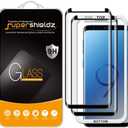 Supershieldz (2 Pack) Designed for Samsung (Galaxy S9 Plus) Tempered Glass Screen Protector with (Easy Installation Tray) Anti Scratch, Bubble Free (Black)