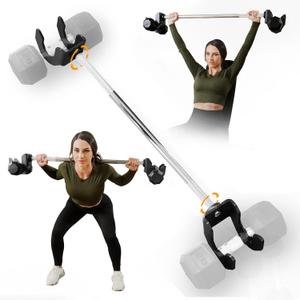 Dumbbell Barbell Converter Bar With Self Balancing Tech - 200 Lb Max Weight - 32 Inch Shaft Compatible With All Dumbbells Including BowFlex- Premium Steel & Iron Barbell for Dumbbells Attachment