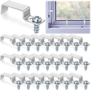 Zonon 24 Pcs Window Screen Clips with Screws Aluminum Retainer Clips to Hold The Screen in Window for Storm Panels and Door(White)