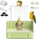 Pawfly Automatic Bird Bath for Cage, Bird Bath with Pump, Filter Sponges & Splash Guard Liner, Large Bird Shower with Running Water, Indoor Parrot Bath for Pet Birds, Bird Cage Accessories