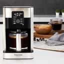 Tepoon Coffee Maker, 12 Cup Glass Carafe Programmable, Touch Screen, Keep Hot Plate, Reusable Filter, Stanless Steel