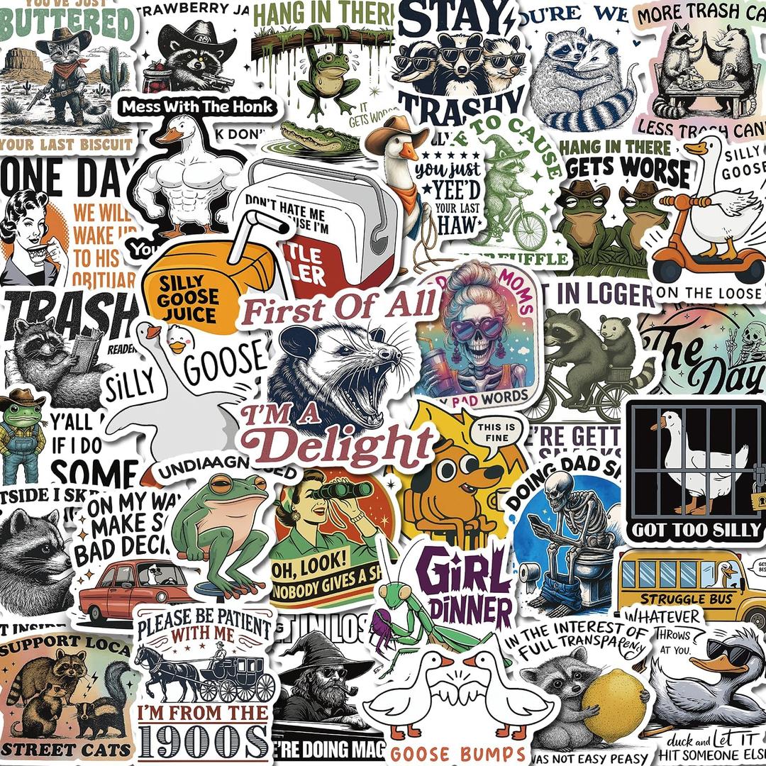 200 PCS Funny Holographic Stickers for Adults, Waterproof Vinyl Sarcastic Meme Decals for Laptop, Water Bottle, Phone, Kindle, Journal, Scrapbook, Bumper, Skateboard, Luggage, No Repeats