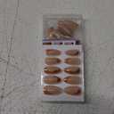BTArtbox Press On Nails Almond - Glue On Nails Medium with 3D Sculpting Metallic Design, Supremely Fit & Glossy Fake Nails in 15 Sizes, Amber