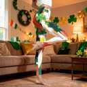Women 4th of July Leggings Patriotic American Flag Printed Soft Stretchy Yoga Pants Funny Holiday Tights (L)