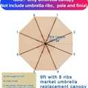 9ft Patio Umbrella Replacement Canopy Only,Outdoor Table Market Yard Umbrella Top for Outdoor Umbrella Canopy with 8 Ribs
