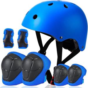 Kids Helmet, Toddler Adjustable Kids Ages 3-8 Years Old Boys Girls Multi-Sports Safety (Blue With Pads)