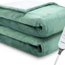 Electric Blanket Throw 50"x60" Heated Electric Blankets 10 Heating Levels 12 Time Settings 3 Hours Auto Off Fast Heating and Overheat Protection ETL Certified Machine Washable,Green