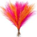 Alecono Pampas Grass 17in , Orange and Hot Pink Artificial Faux Fluffy Pampas Grass Decor for Home Wedding Centerpieces Party