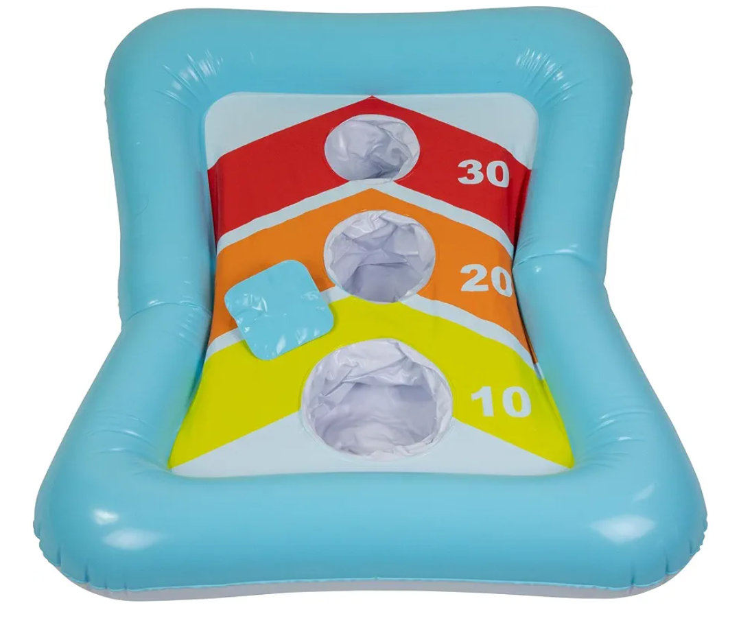 Inflatable Bean Bag Toss Swimming Pool Game Blue Synthetic Fiber