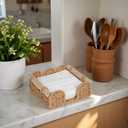 CubesLand Scalloped Napkin Holder for Table, Farmhouse Warming Home Kitchen Decor, Paper Rope Flat Napkin Dispenser Guest Towel Tray for Bathroom, Disposable Napkin Basket for Dining Table, Neutral (Luncheon)