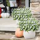 Outdoor Artificial Flowers UV Resistant, 20 Bundles Fake Realistic Floral Greenery Plants for Outside Porch, Window Boxes, Garden, Yard, Inside Home Table Decor, White