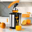 Electric Orange Juicer, Citrus Juicer Squeezer with 2 Cones and Soft Grip Handle for Effortless Juicing, Stainless Steel Quiet Orange Juice Extractor Machines for Lime Grapefruit Lemon