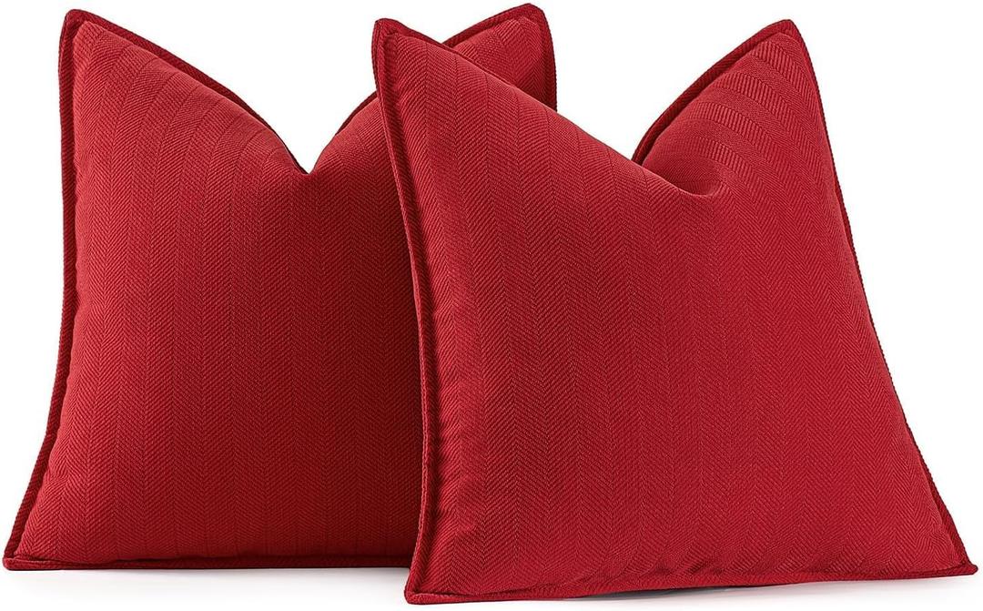 MIULEE Pack of 2 Christmas Red Decorative Pillow Covers 22x22 Inch Soft Chenille Luxurious Couch Throw Pillows Farmhouse Cushion Covers Euro Shams with Elegant Design for Sofa Bedroom Home Decor