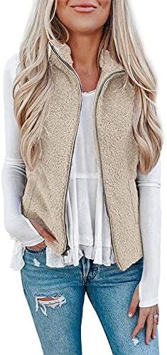 LOMON Womens Fuzzy Sherpa Fleece Jacket Lightweight Vest Cozy Sleeveless Cardigan Zipper Waistcoat Outerwear with Pocket, Size M LOMON Womens Fuzzy Sherpa Fleece Jacket Lightweight Vest Cozy Sleeveless Cardigan Zipper Waistcoat Outerwear with Pocket, Size M