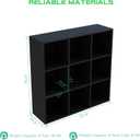 OSCHF 9-Cube Storage Shelf Bookcase - Wooden 3-Tier Free Standing Open Bookshelf for Home and Office, Organizer Cabinet in Black