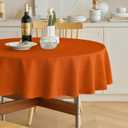 Decorelia Faux Linen Fall Round Tablecloths 60 inch, Waterproof Decorative Washable Texture Rustic Circle Table Cloth Cover for Dining Kitchen Party Farmhouse Outdoor(60 Inch,Round (2-4 Seats),Rust)