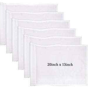 Nuenen 6 Pieces Large Golf Flags with Tube Inserted 20 x 13 Inch 420D Nylon Golf Pin Flags Waterproof Putting Green Pin for Backyard Practice Courses Country Club Garden (White)