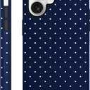Polka Dot Phone Case for iPhone 17 Cute Trendy Pattern Case 6.3", Aesthetic Stylish Print Design 2-in-1 Matte Cover Hard PC Shockproof Soft TPU Protection Girls Women Funda, Navy Blue