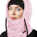 ROXUN Ski Mask Fleece Balaclava, Windproof Face Mask Winter Warm Neck Cover Hat Hood for Men Women (Blush Pink)