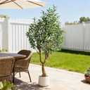 Erimda 6FT Faux Olive Tree with Tall Exquisite Planter Artificial Olive Tree Tall, Potted Fake Olive Plant with 1260 Real Touch Leaves, Indoor Outdoor Home Garden Office Decor