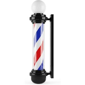 Barber Pole Light, 35 Inch Wall Mount Rotating LED Barber Pole Sign, Red White Blue Outdoor Weatherproof Barbershop Pole Light for Barber Shop, Salon, Storefront