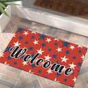 Patriotic Welcome Door Mat Liberty Stars Red 4th of July Doormat Independence Day Decorative Non Slip Rubber Backing Outdoor Indoor Entryway Floor Mats Festival Decor 17x29 Inch
