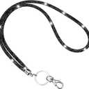 Ymapinc Crystal Lanyard, Rhinestone ID Badge Holder with Metal Clasp & Keyring, Sparkly Bling Neck Strap for Keys and Cards (Black)