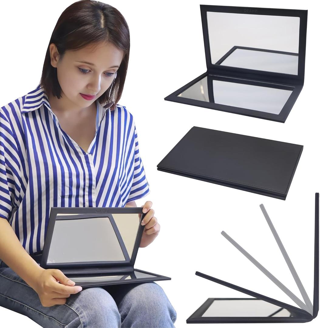 Adjustable Face Down Mirror for Vitrectomy Recovery - 10" x 7", Black, Watch TV During Eye Surgery Recovery