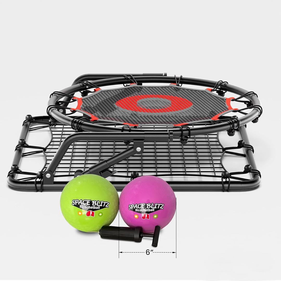 IE Sports Metal Ricochetball Game Set (Includes 2 Balls, Dual-Sided Net and Pump) Adjustable Portable Outdoor, Yard, Beach, Lawn & Camping Game