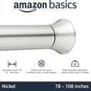 Amazon Basics No Drill Spring Tension Curtain Rod, Adjustable Extra Long 78-108" Width, Nickel, Classic Finial