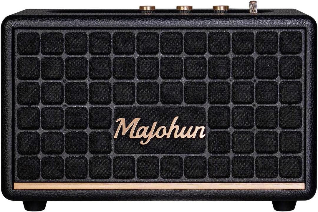 Bluetooth Speakers,100W (Peak) Vintage Wood Wireless Speaker with TWS Pairing,Bass/Treble Control,Bluetooth 5.4,3.5mm AUX and USB Input,Stereo Sound Marine Speaker for Home,Office,Party (Black)