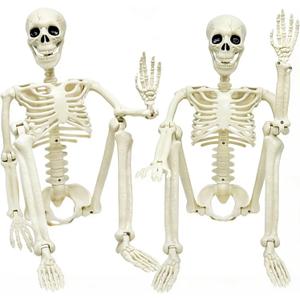 2 x CAMIRUS 2PACK 36" Skeleton Halloween Decorations, 3ft Life Full Size Skeleton with Realistic Posable Movable Joints for Halloween Haunted Houses, Lawn, Graveyard