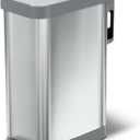 Glad Slim Trash Can with Clorox Odor Protection - Narrow Kitchen Garbage Bin with Soft Close Lid, Step On Foot Pedal and Waste Bag Roll Holder, All Stainless, 12 Gallon/45 Liter