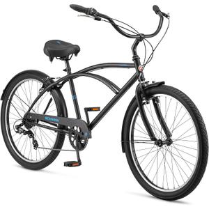 Schwinn Cruiser Bike, 26 Inch Bike for Women and Men, Beach Cruiser Bicycle, Linear Pull Brakes, Comfortable Padded Seat, Upright Riding Position, Adult Bicycle (18-Inch Frame, Black)