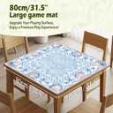 Blue Seashell Starfish Coastal Mahjong Mat 31.5 x 31.5 Inch, Preppy Beach Summer Mahjong Mat for Table, Non-Slip Noise Reduction Game Table Cover for Card Poker Dominoes Dice and Board Games