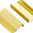 Ravinte 10 Pack Finger Pulls for Cabinets - 50mm/2" Hole Center Tab Handle, Gold Edge Pulls, Concealed Handles for Kitchen Drawer, 76mm/3" Length