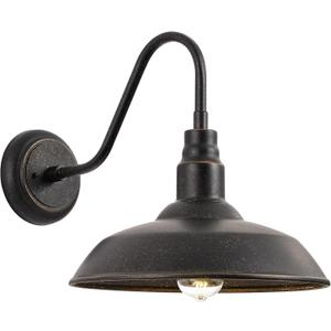 14in Outdoor Gooseneck Barn Light for Farmhouse, Bronze Exterior Wall Light Fixture for Porch, Large Outside Farmhouse Wall Sconce for Garage Patio Doorway House