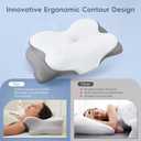 Cervical Neck Pillow, Memory Foam Pillow with Dual Height, White | Neck Support Pillow for Neck Pain Relief, Breathable Cover, CertiPUR-US Foam,Side Back & Stomach Sleepers, Odorless